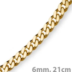 6mm Panzerarmband Armband Armkette, 750 Gold Gelbgold, 21cm, Herren