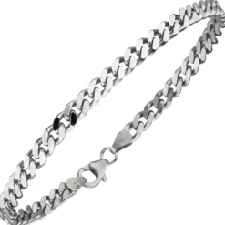 4,6mm Panzer-Armband Armkette Armschmuck aus 925 Silber rhodiniert 21cm Herren