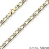 8mm Panzer-Figaro Phantasie Kette Halskette aus 585 Gelbgold & Weißgold 50cm