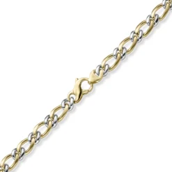 8mm Panzer-Figaro Phantasie Kette Halskette aus 585 Gelbgold & Weißgold 55cm