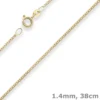 1,4mm Panzerkette Collier Halskette aus 333 Gold Gelbgold 38cm mit Zwischenöse