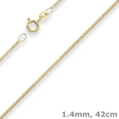 1,4mm Panzerkette Collier Halskette aus 585 Gold Gelbgold 42cm mit Zwischenöse