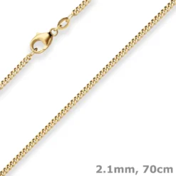 2,1mm Panzerkette Goldkette Collier Halskette aus 750 Gold Gelbgold 70cm