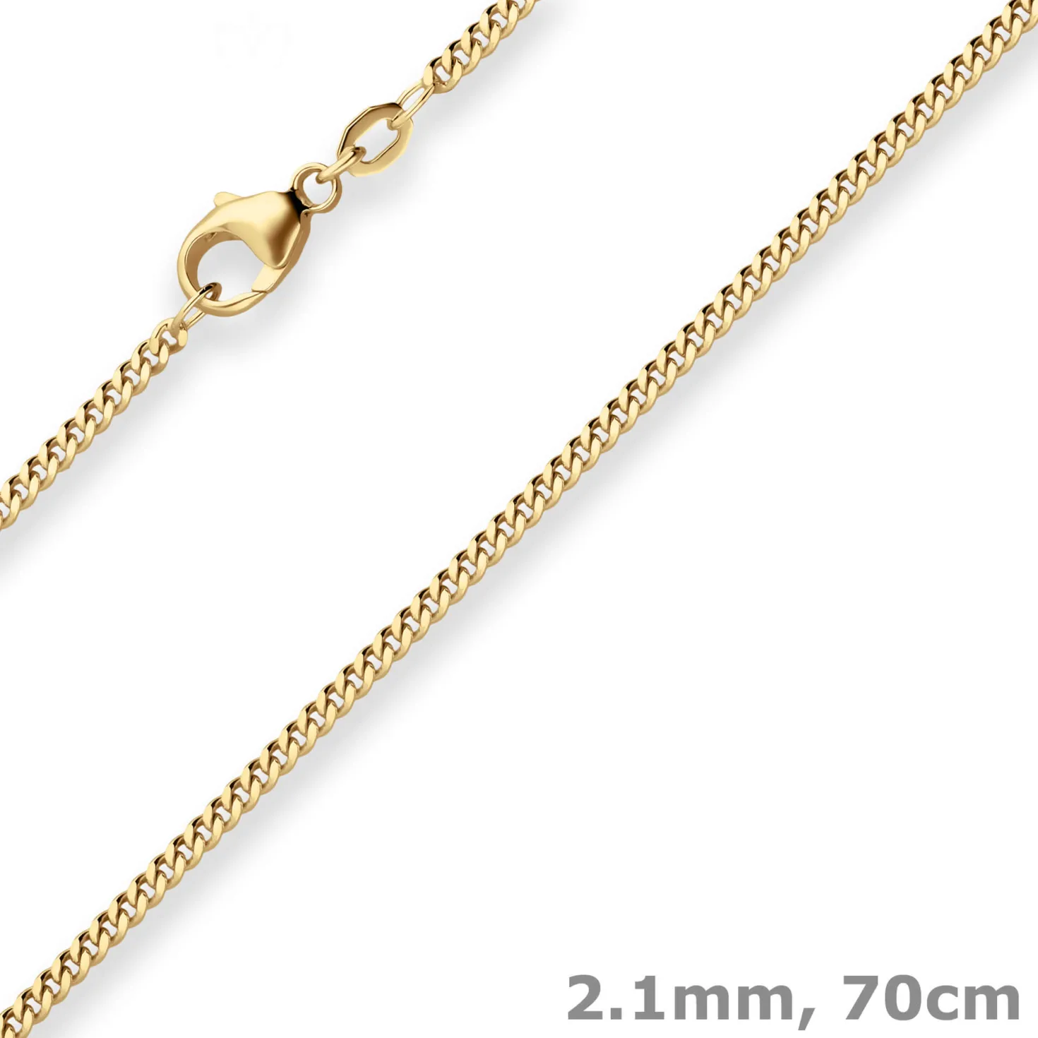 2,1mm Panzerkette Goldkette Collier Halskette aus 750 Gold Gelbgold 70cm