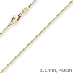 1,1mm Panzerkette Goldkette Collier Halskette aus 750 Gold Gelbgold 40cm