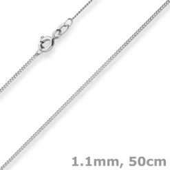 1,1mm Panzerkette Goldkette Collier Halskette aus 375 Gold Weißgold 50cm