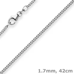 1,7mm Panzerkette Goldkette Collier Halskette aus 750 Gold Weißgold 42cm
