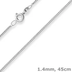 1,4mm Panzerkette Goldkette Collier Halskette aus 585 Gold Weißgold 45cm