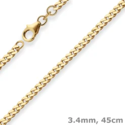 3,4mm Panzerkette Goldkette Collier Halskette aus 333 Gold Gelbgold 45cm