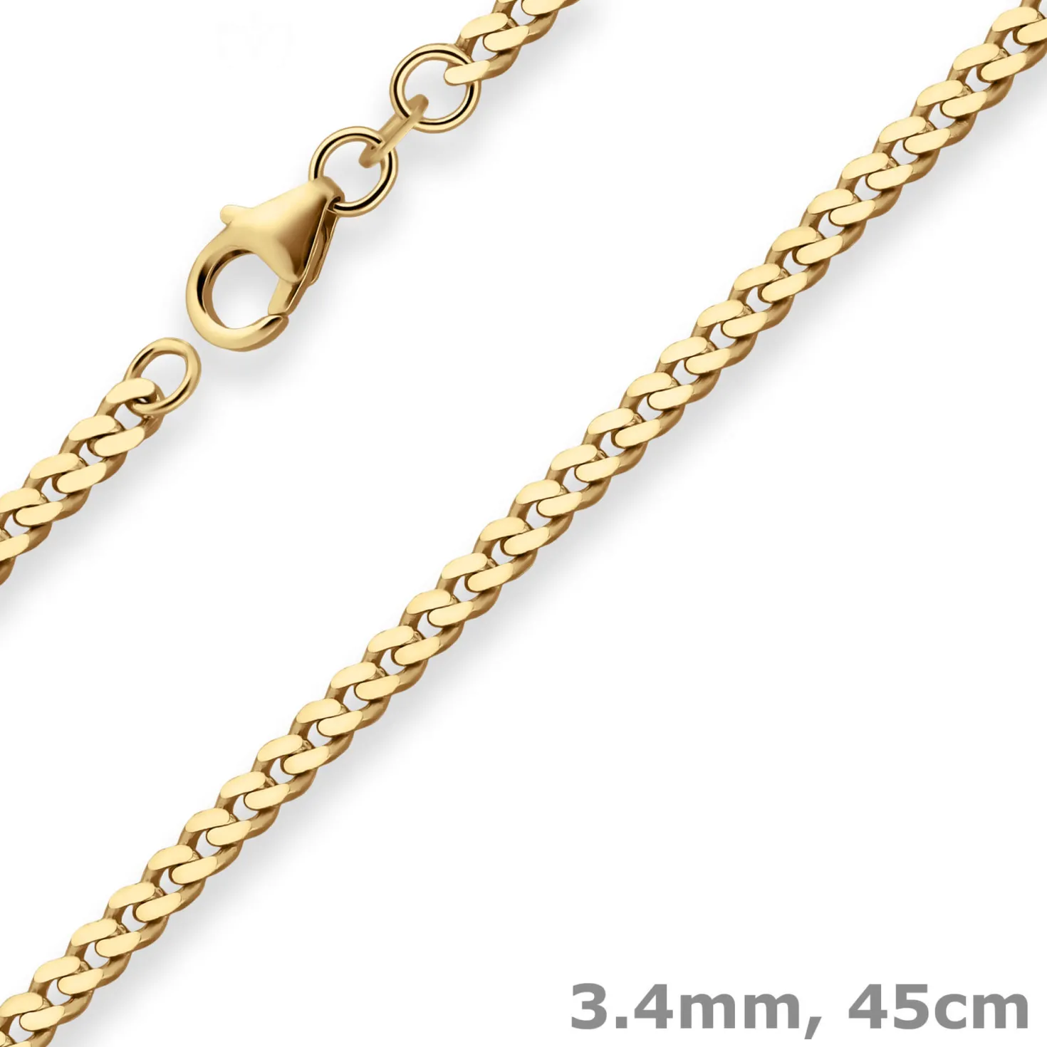 3,4mm Panzerkette Goldkette Collier Halskette aus 333 Gold Gelbgold 45cm