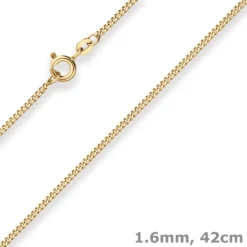 1,6mm Panzerkette Goldkette Collier Halskette aus 585 Gold Gelbgold 42cm
