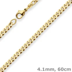 4,1mm Panzerkette Goldkette Collier Halskette aus 585 Gold Gelbgold 60cm