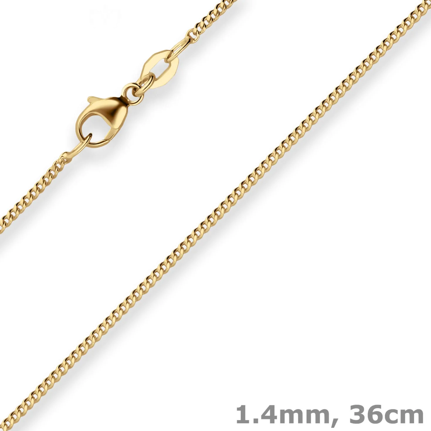 1,4mm Panzerkette Goldkette Collier Halskette aus 375 Gold Gelbgold 36cm