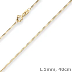 1,1mm Panzerkette Goldkette Collier Halskette aus 375 Gold Gelbgold 40cm