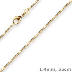 1,4mm Panzerkette Goldkette Collier Halskette aus 750 Gold Gelbgold 55cm