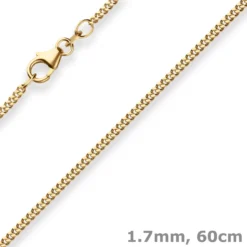 1,7mm Panzerkette Goldkette Collier Halskette aus 750 Gold Gelbgold 60cm