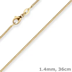 1,4mm Panzerkette Goldkette Collier Halskette aus 750 Gold Gelbgold 36cm