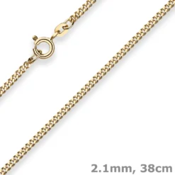 2,1mm Panzerkette Goldkette Collier Halskette aus 333 Gold Gelbgold 38cm