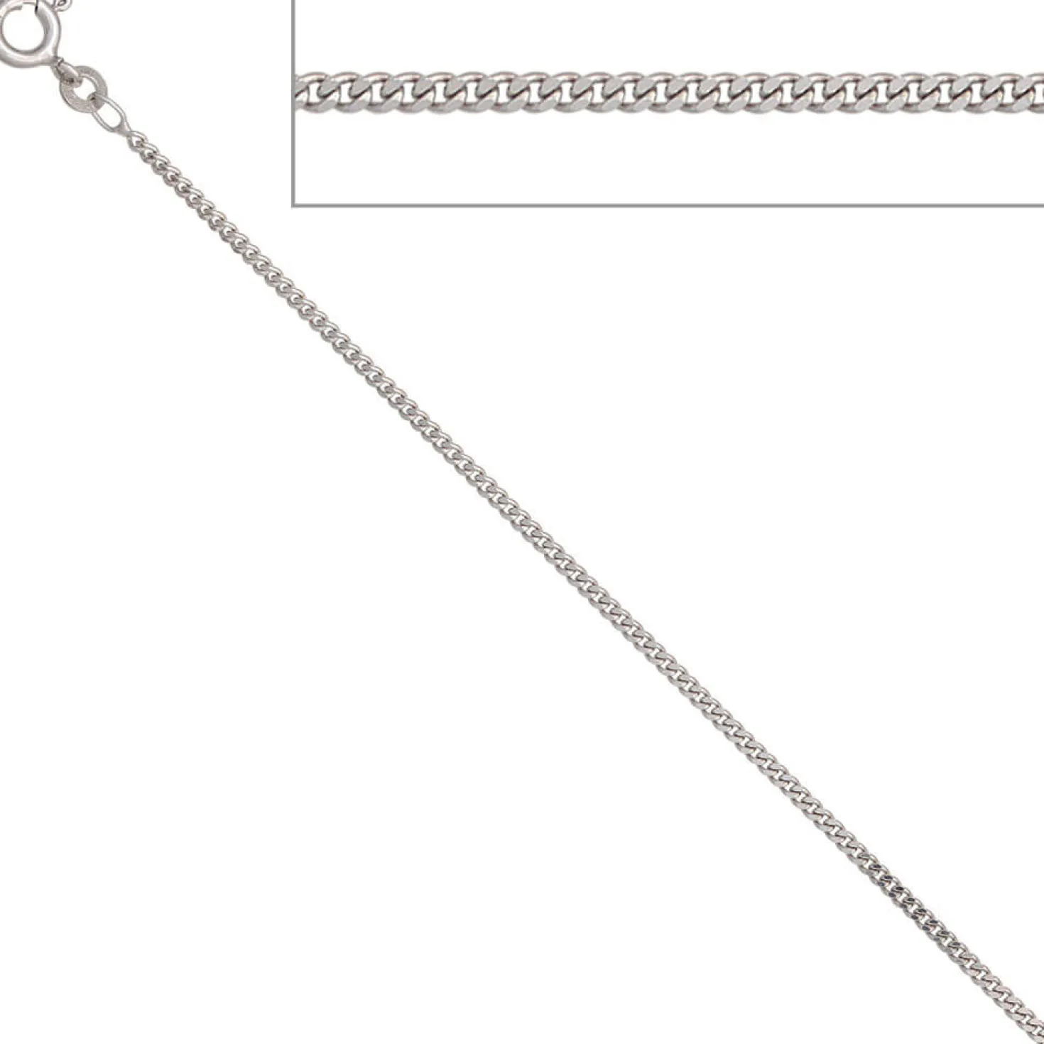 1,7mm Panzerkette Halskette Collier Goldkette 585 Gold Weißgold 42cm