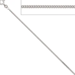 1,7mm Panzerkette Halskette Collier Goldkette 585 Gold Weißgold 36cm