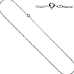 1,7mm Panzerkette Halskette Collier 925 Silber rhodiniert 45cm Federring