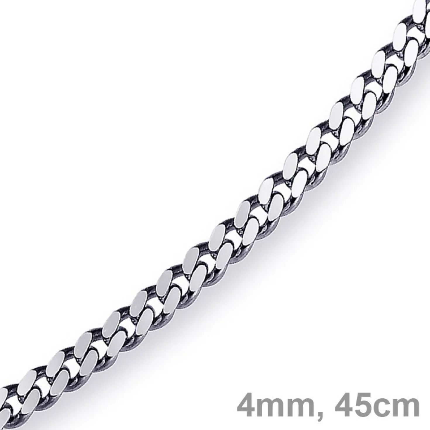 4mm Panzerkette Kette Collier aus 750 Gold Weißgold, Goldkette, 45cm