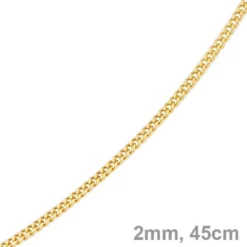 2mm Panzerkette Kette Collier aus 750 Gold Gelbgold, Goldkette, 45cm