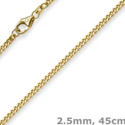 2,5mm Panzerkette Kette Collier aus 750 Gold Gelbgold, Goldkette, 45cm