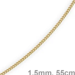 1,5mm Panzerkette Kette Collier aus 585 Gold Gelbgold, Goldkette, 55cm