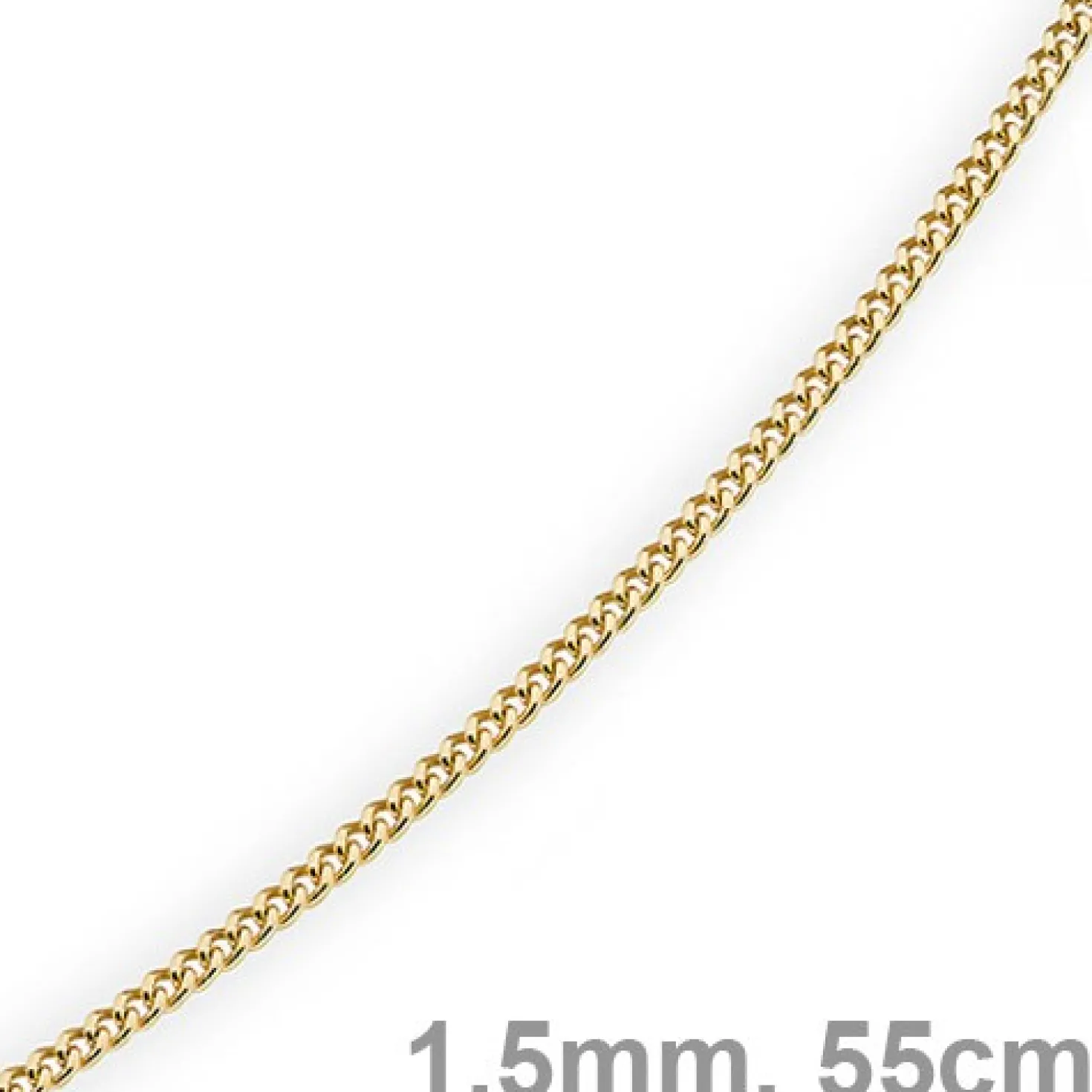 1,5mm Panzerkette Kette Collier aus 585 Gold Gelbgold, Goldkette, 55cm