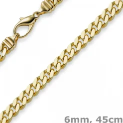 6mm Panzerkette Kette Collier aus 750 Gold Gelbgold, Goldkette, 45cm
