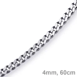 4mm Panzerkette Kette Collier aus 750 Gold Weißgold, Goldkette, 60cm