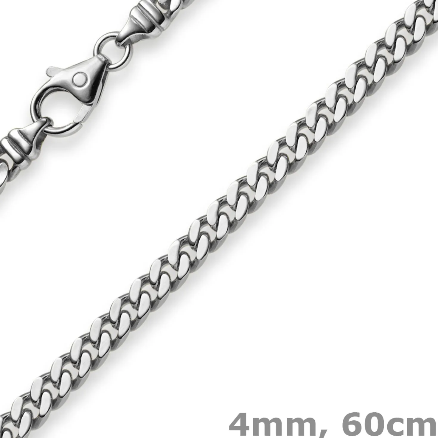 4mm Panzerkette Kette Collier aus 750 Gold Weißgold, Goldkette, 60cm