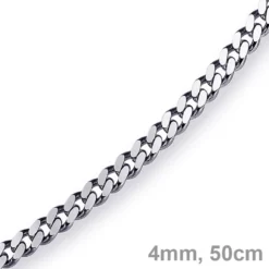 4mm Panzerkette Kette Collier aus 750 Gold Weißgold, Goldkette, 50cm