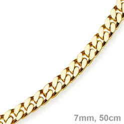 7mm Panzerkette Kette Collier aus 585 Gold Gelbgold, Goldkette, 50cm