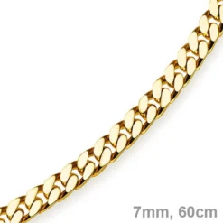 7mm Panzerkette Kette Collier diamantiert, 750 Gold Gelbgold massiv, 60cm