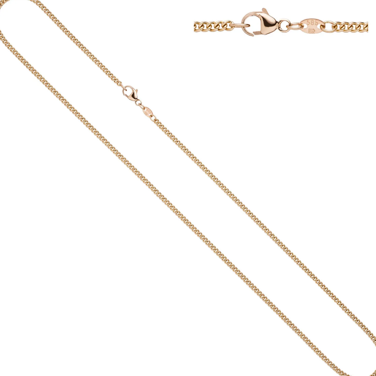 2,0mm Panzerkette Kette Collier, 585 Gold Rotgold, 42cm