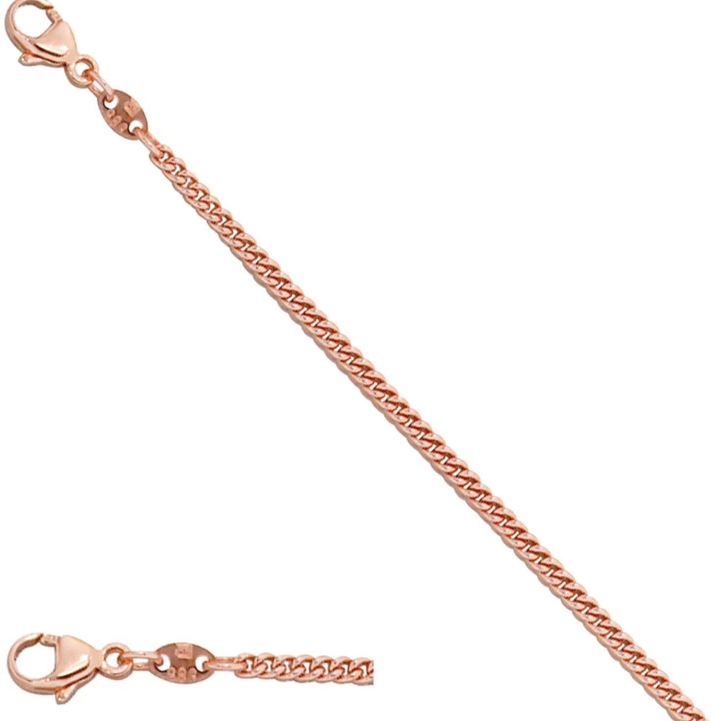 2,0mm Panzerkette Kette Collier, 585 Gold Rotgold, 42cm