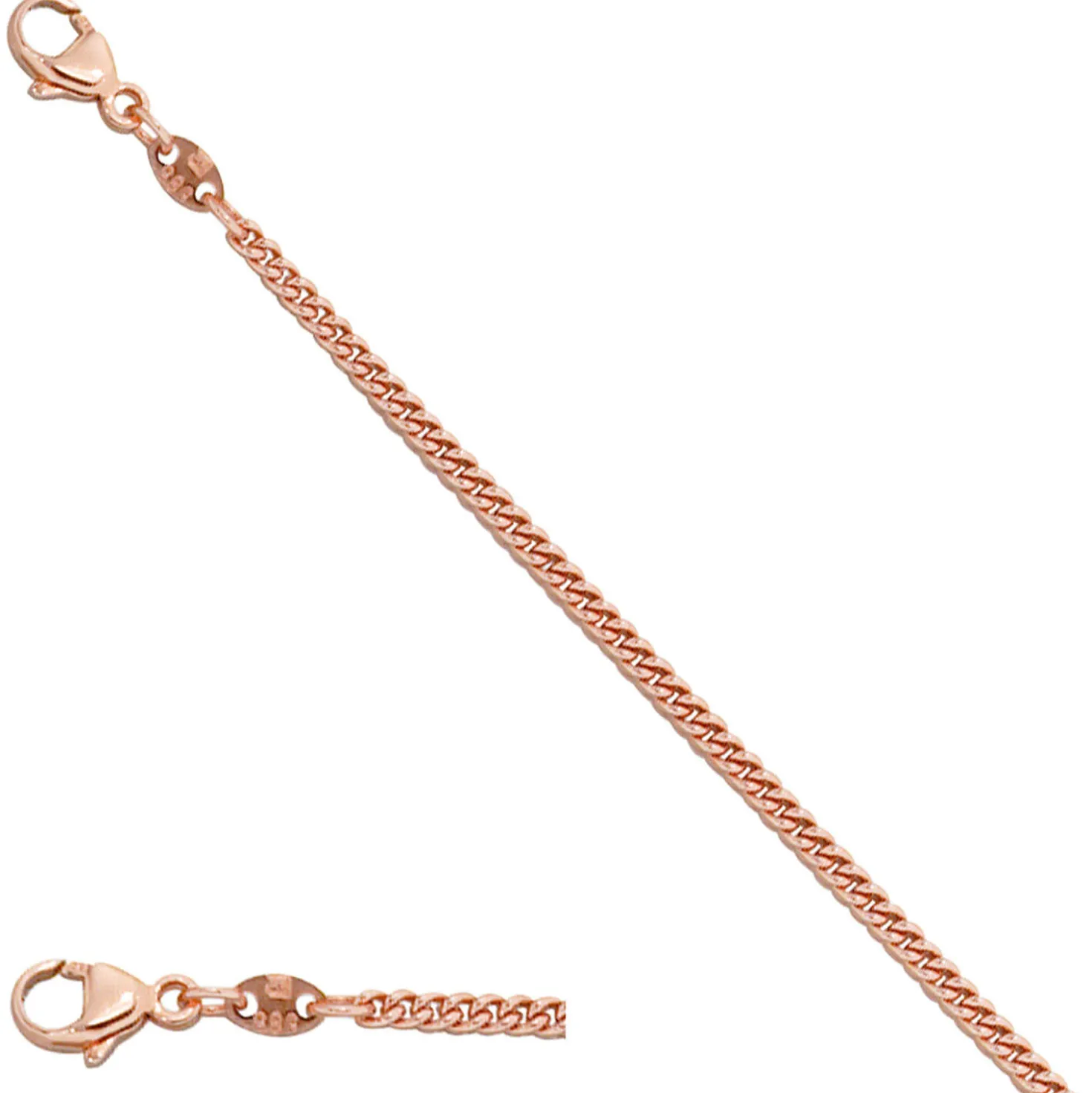 2,0mm Panzerkette Kette Collier, 585 Gold Rotgold, 50cm