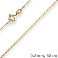 0,8mm Panzerkette Kette Collier aus 585 Gold Gelbgold 38cm mit Zwischenöse
