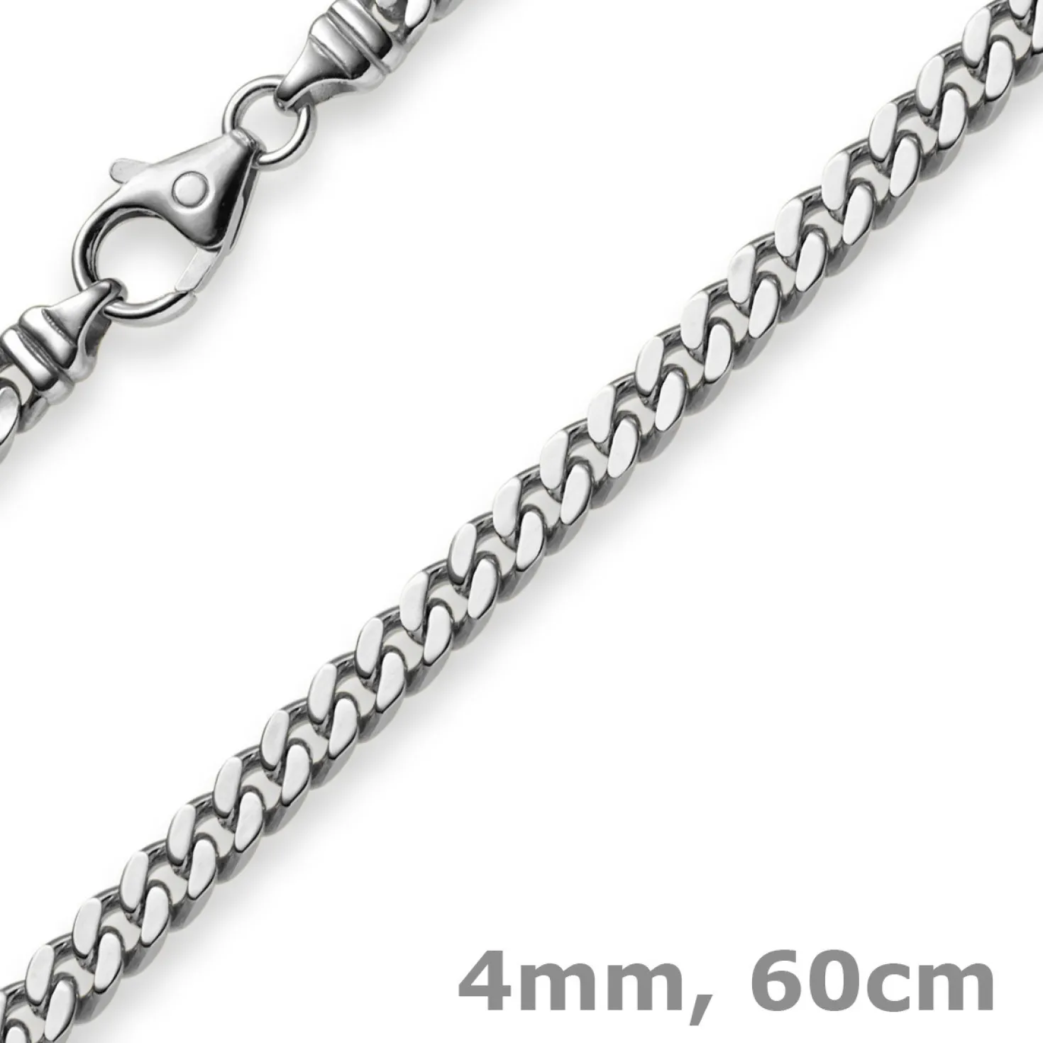 4mm Panzerkette Kette Collier aus 585 Gold Weißgold, Goldkette, 60cm