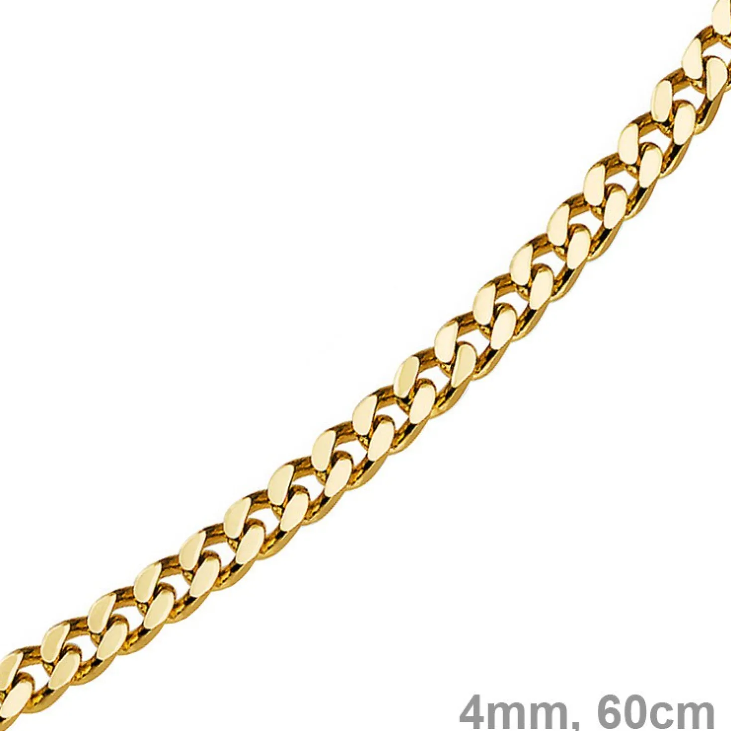 4mm Panzerkette Kette Collier aus 750 Gold Gelbgold, Goldkette, 60cm