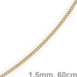 1,5mm Panzerkette Kette Collier aus 585 Gold Gelbgold, Goldkette, 60cm