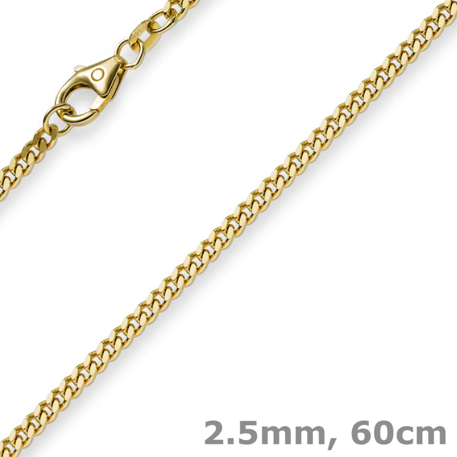 2,5mm Panzerkette Kette Collier aus 585 Gold Gelbgold, Goldkette, 60cm