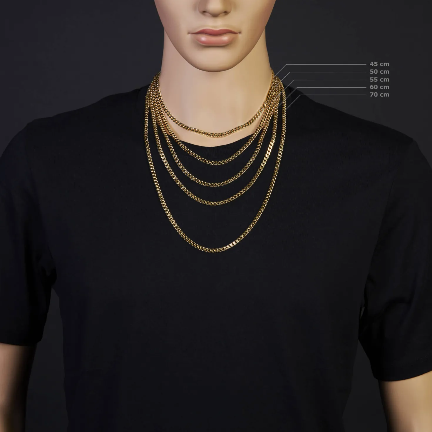 4mm Panzerkette Kette Collier aus 750 Gold Gelbgold, Goldkette, 50cm
