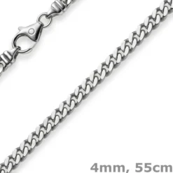 4mm Panzerkette Kette Collier aus 750 Gold Weißgold, Goldkette, 55cm