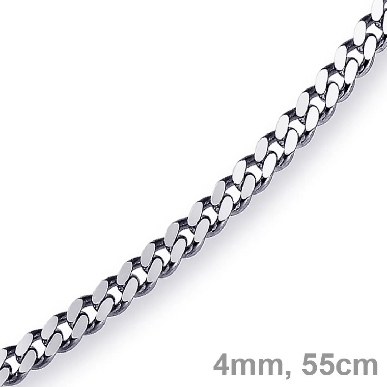 4mm Panzerkette Kette Collier aus 750 Gold Weißgold, Goldkette, 55cm