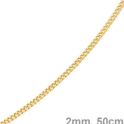 2mm Panzerkette Kette Collier aus 585 Gold Gelbgold, Goldkette, 50cm