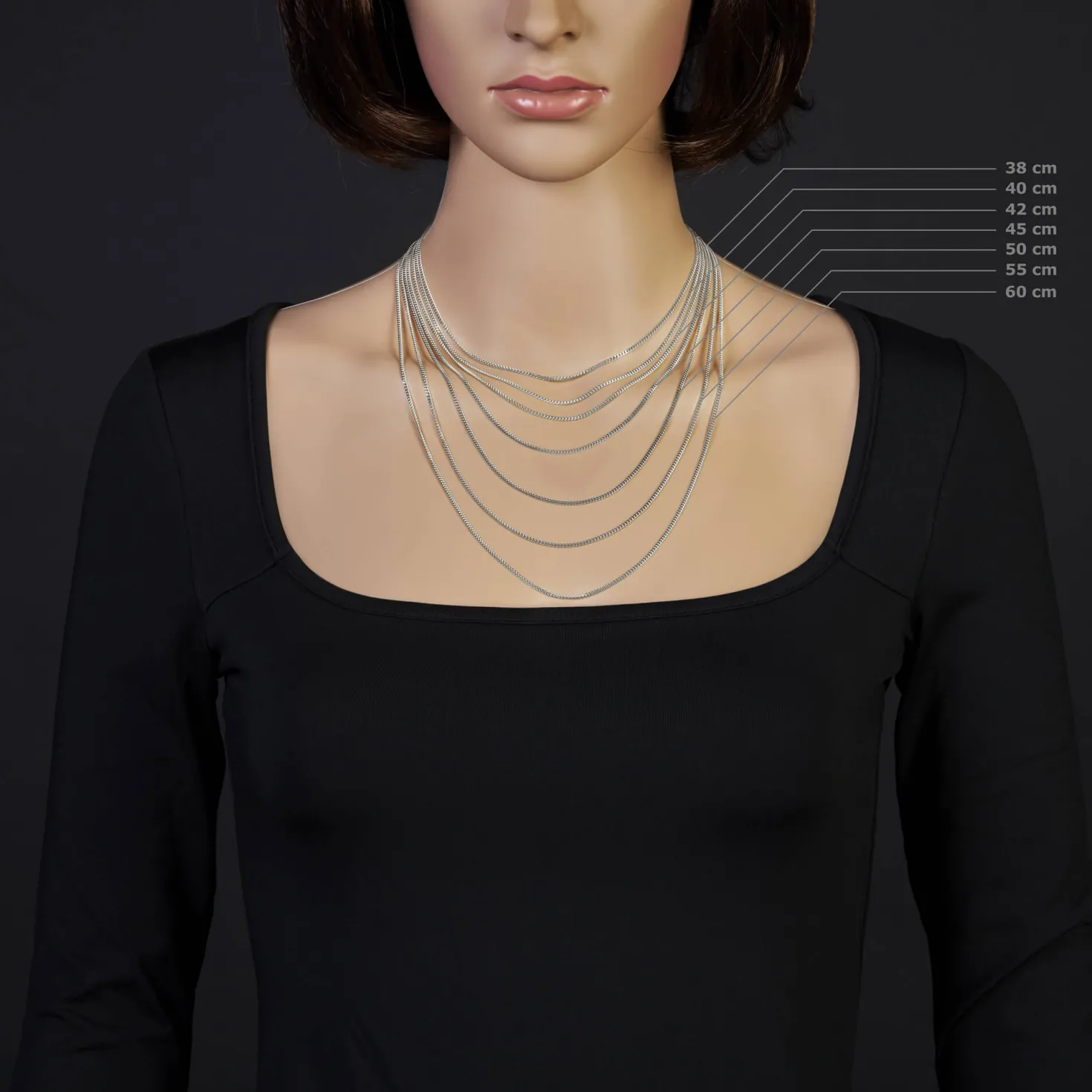 1,5mm Panzerkette Kette Collier aus 585 Gold Weißgold Halsschmuck 55cm