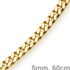 5mm Panzerkette Kette Collier aus 585 Gold Gelbgold, Goldkette, 60cm